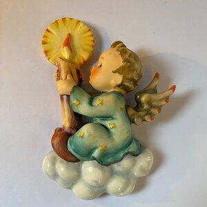 Vintage Goebel Hummel Merry Christmas #323 Ceramic Wall Plaque Angel Figurine